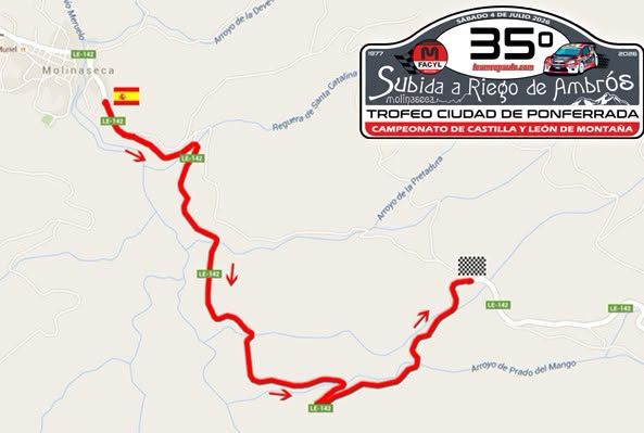 Mapa de la XXXV Subida a Riego de Ambrós con ruta marcada