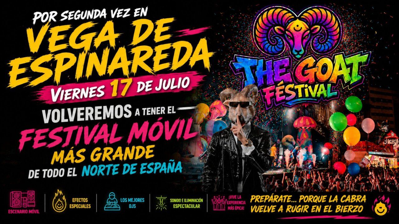 Cartel del Goat Festival en Vega de Espinareda con colores vibrantes