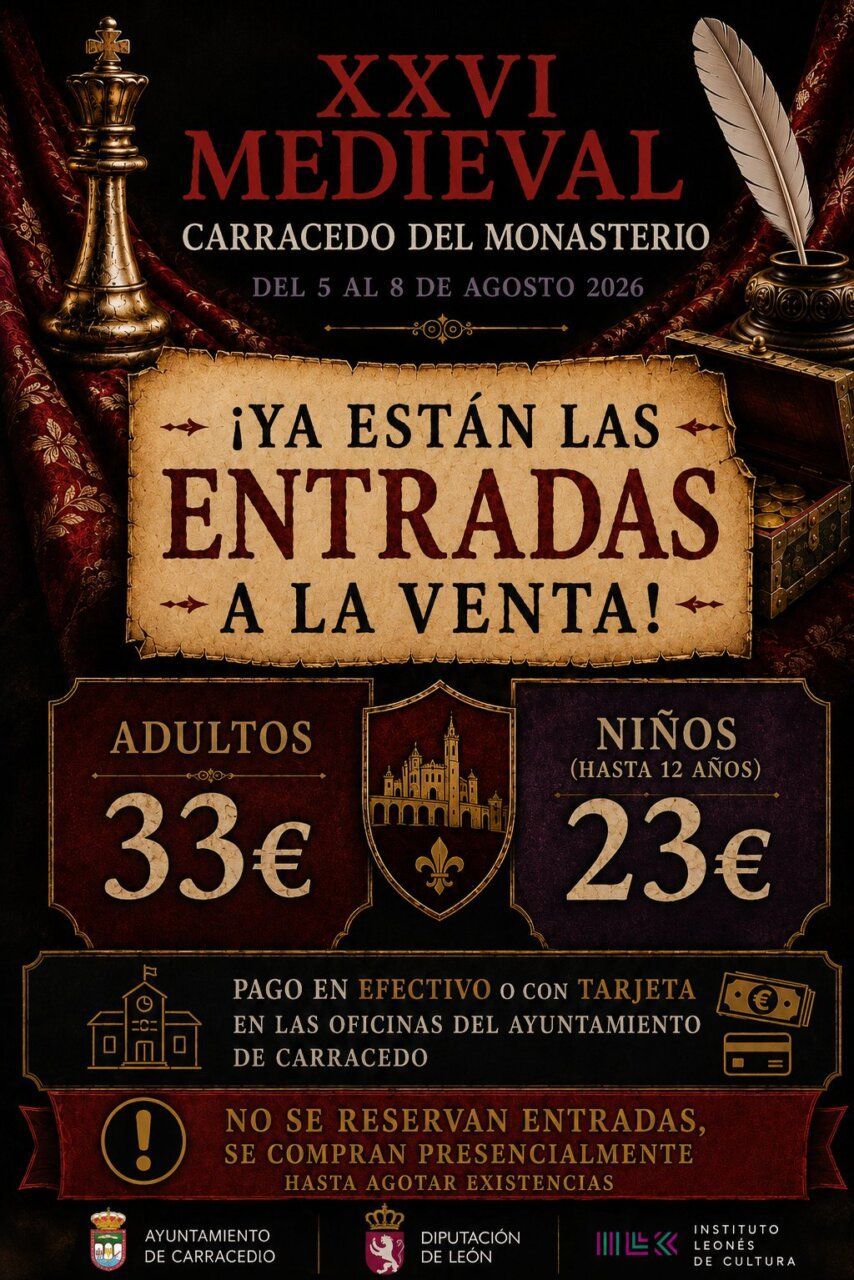 Cartel de venta de entradas para el Medieval de Carracedelo 2026