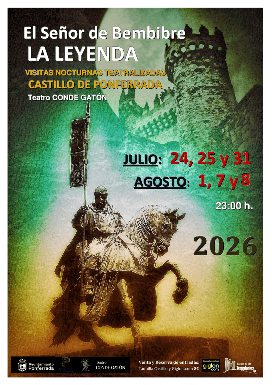 Cartel de visitas teatralizadas en el Castillo de Ponferrada 2026