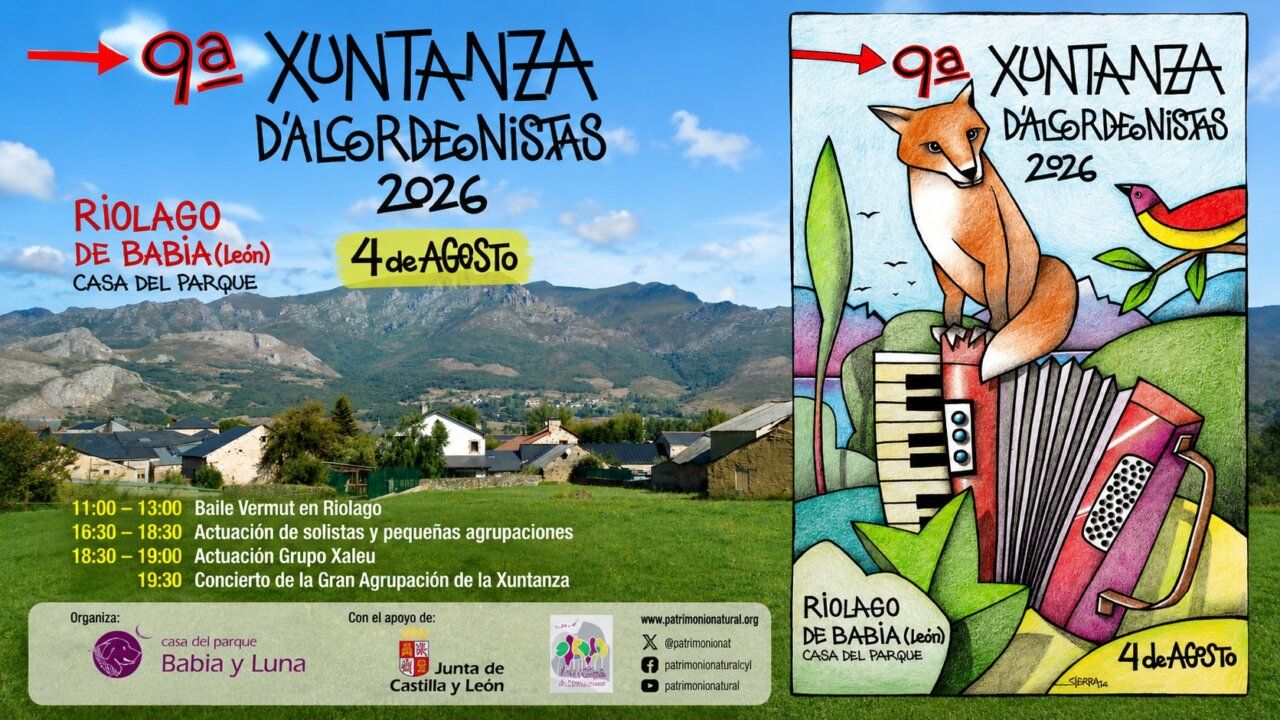 Cartel de la 9ª Xuntanza d'Acordeonistas en Riolago de Babia