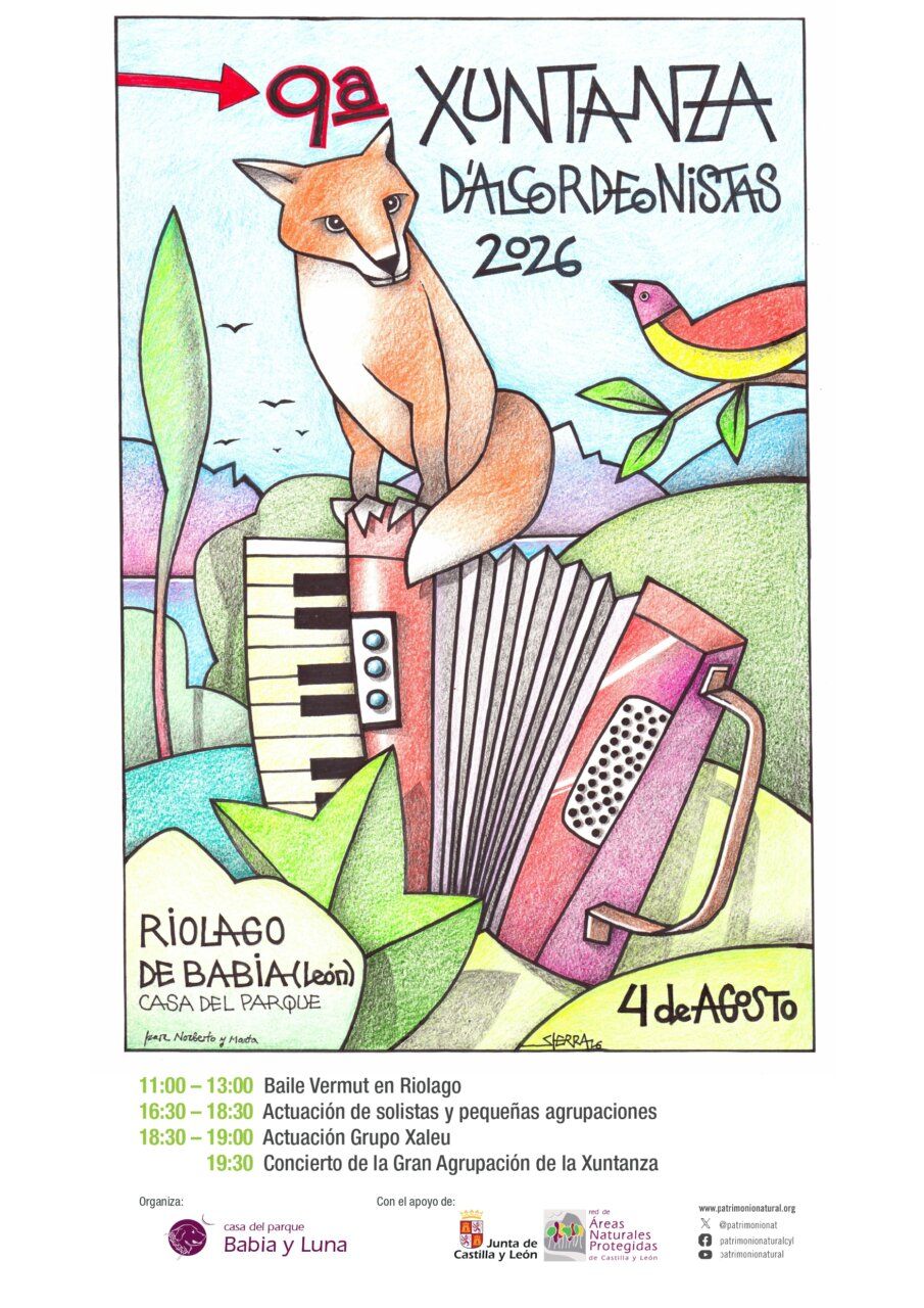 Cartel de la 9ª Xuntanza d'Acordeonistas en Riolago de Babia