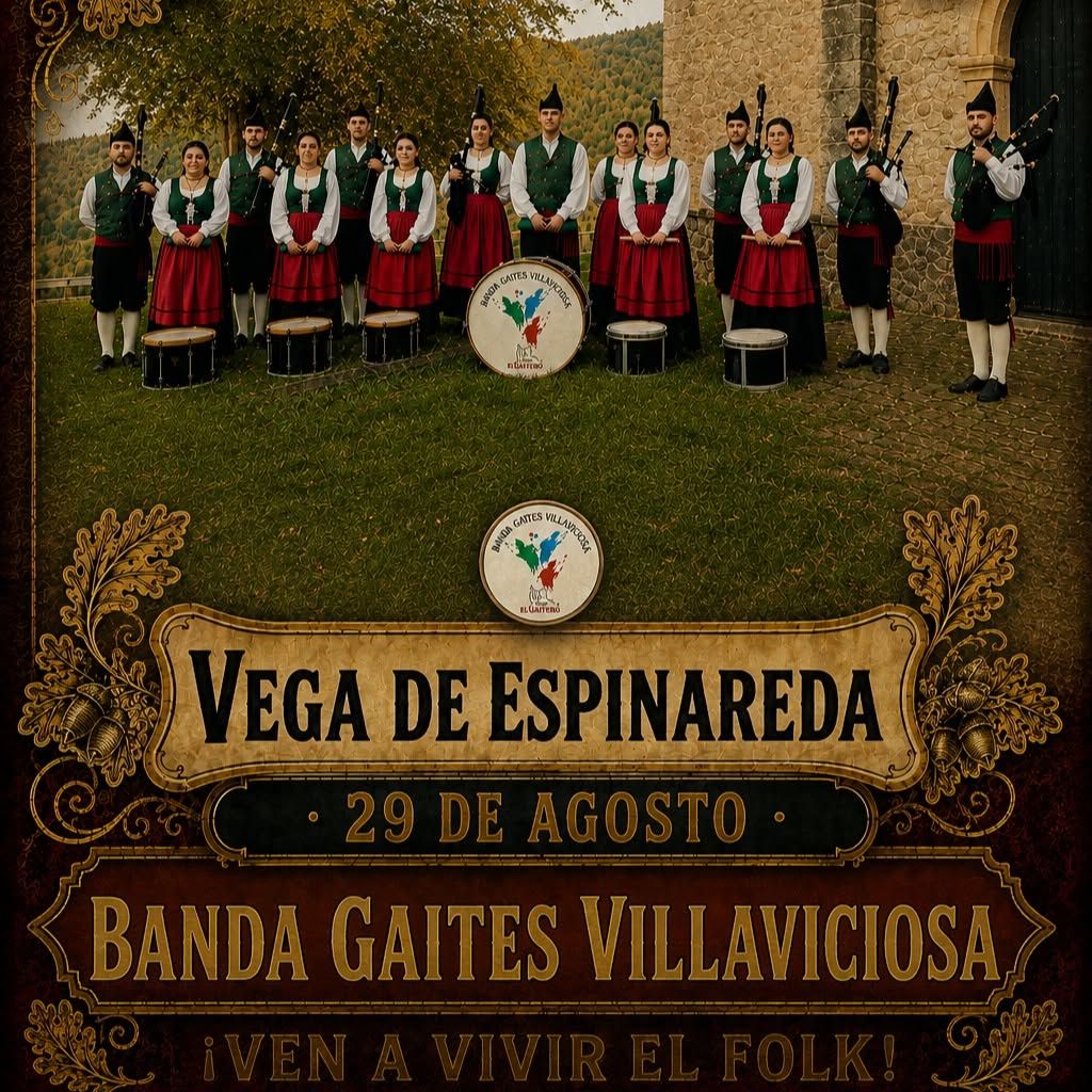 Banda de Gaites Villaviciosa en Vega de Espinareda con trajes tradicionales