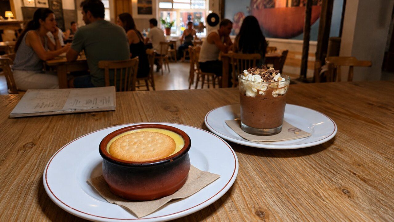 Postres del menú del día en Café Madrid de Ponferrada