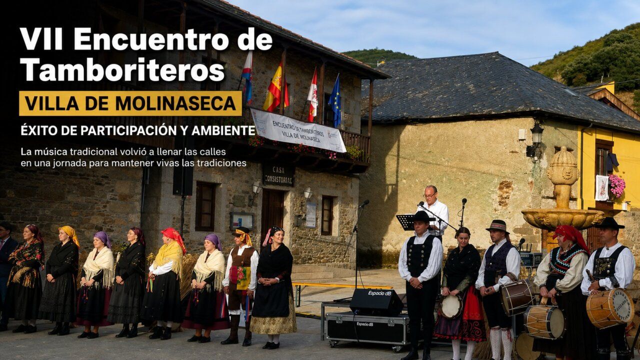 Participantes del VII Encuentro de Tamboriteros en Molinaseca