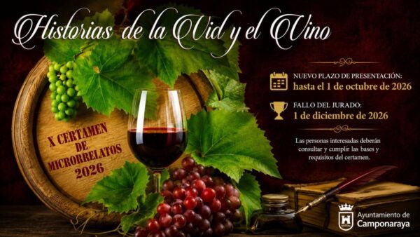 Cartel del X Certamen de Microrrelatos sobre vino y vid
