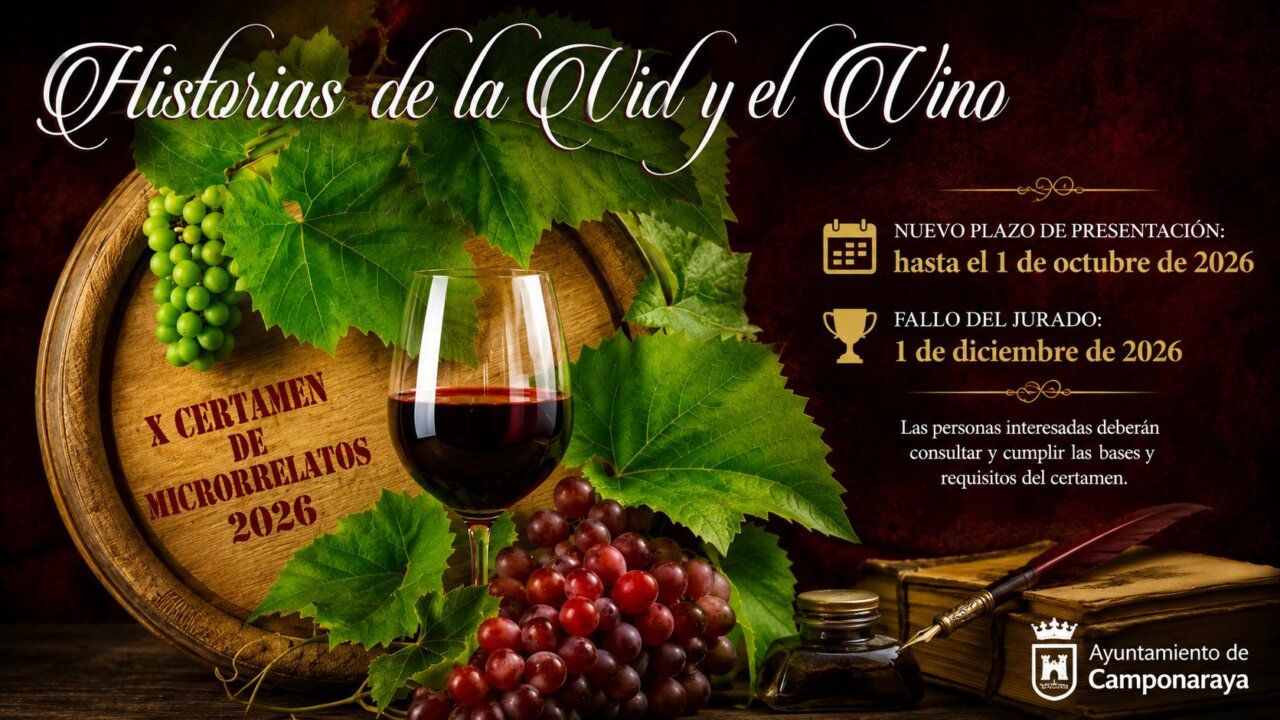 Cartel del X Certamen de Microrrelatos sobre vino y vid