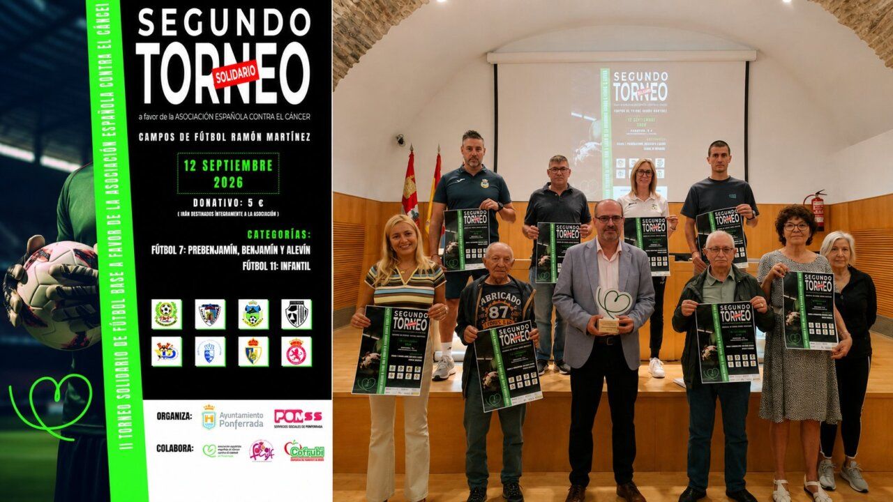 Presentación del II Torneo Solidario en Ponferrada con participantes y carteles