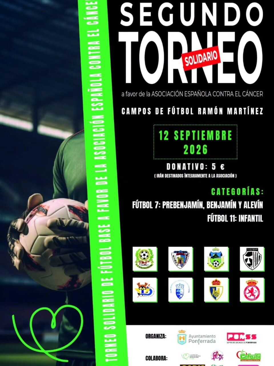 Cartel del II Torneo Solidario a favor de la AECC en Ponferrada