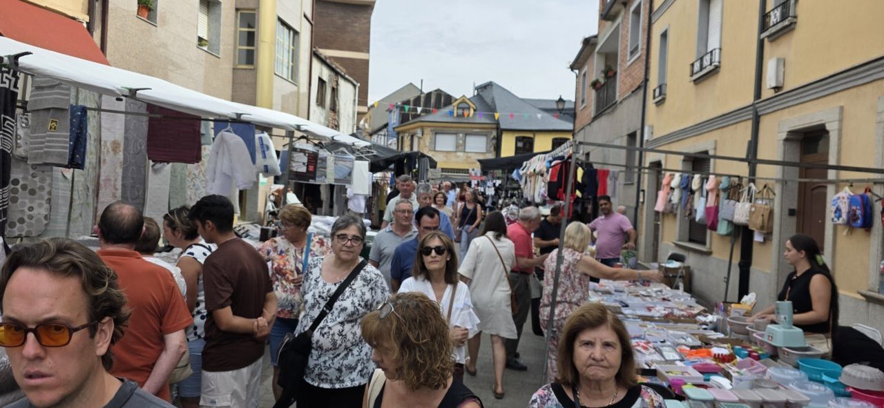 Multitud de personas en la Feria del Ajo de San Miguel de las Dueñas