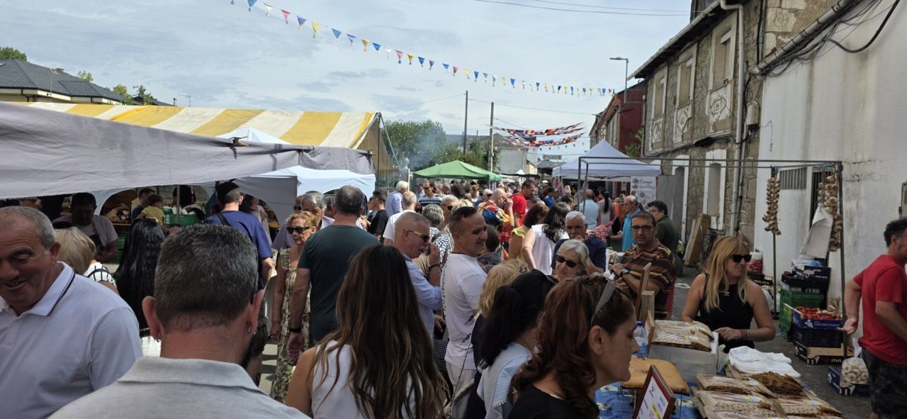 Multitud de personas en la Feria del Ajo de San Miguel de las Dueñas