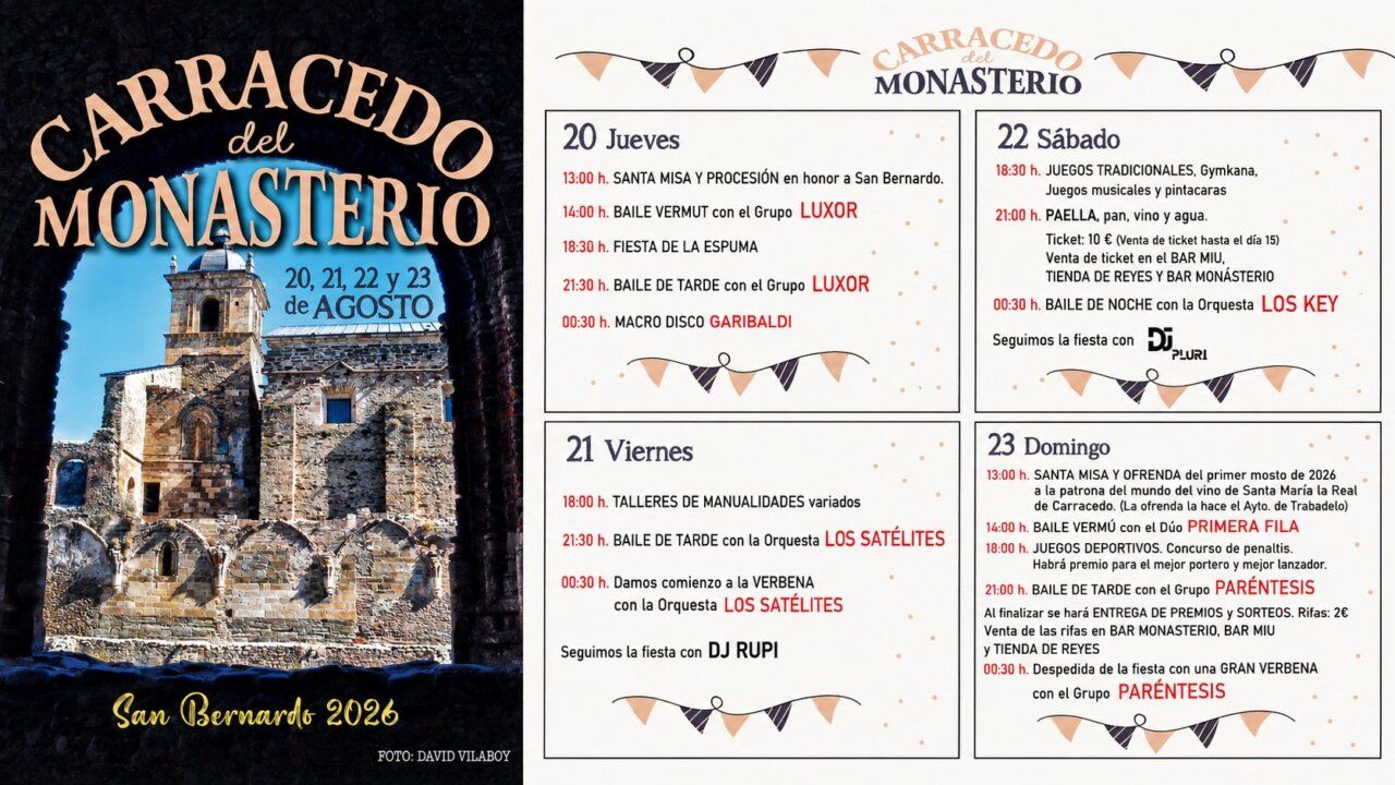Cartel de las fiestas de San Bernardo en Carracedo del Monasterio