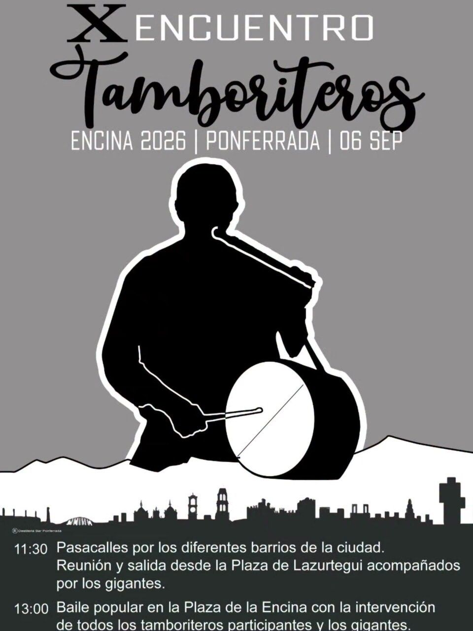 Cartel del Encuentro de Tamboriteros en Ponferrada 2026