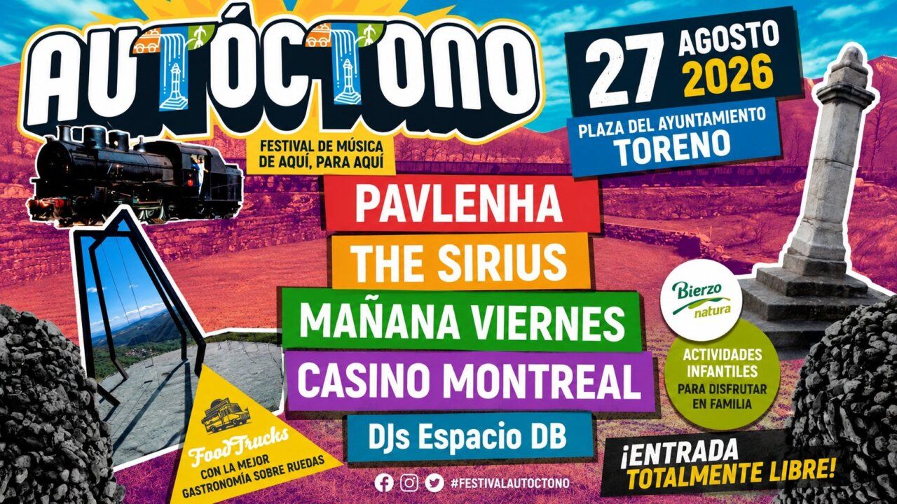 Cartel del Festival Autóctono en Toreno con artistas y actividades