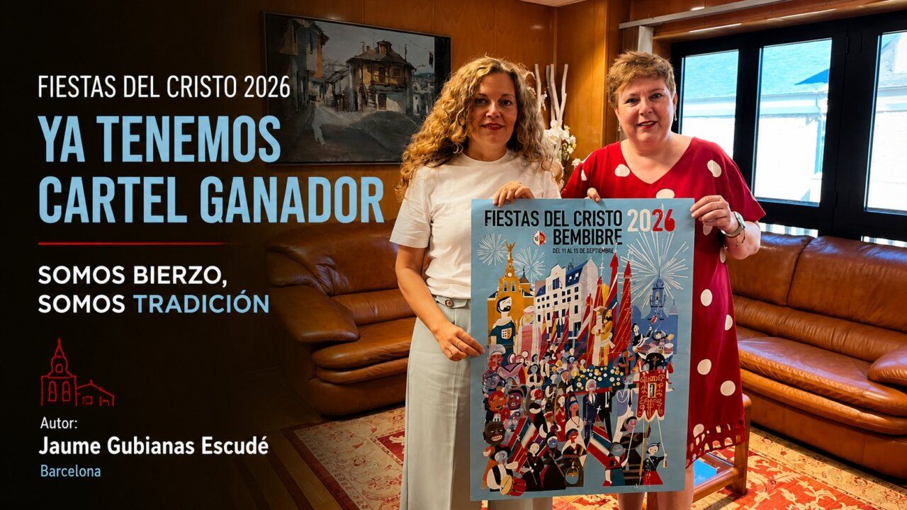 Presentación del cartel ganador de las Fiestas del Cristo 2026 en Bembibre.
