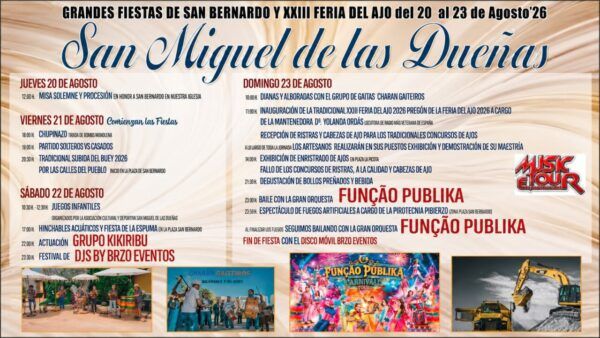 Cartel de las fiestas de San Miguel de las Dueñas con actividades y programación
