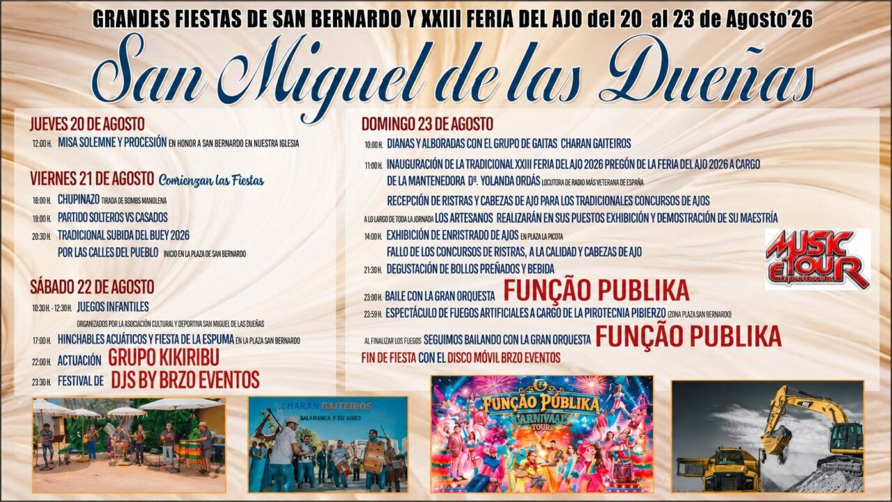 Cartel de las fiestas de San Miguel de las Dueñas con actividades y programación