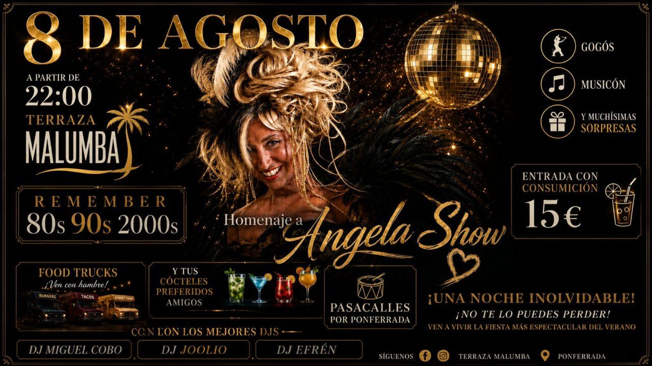 Fiesta homenaje a Ángela Show en Terraza Malumba con música y sorpresas