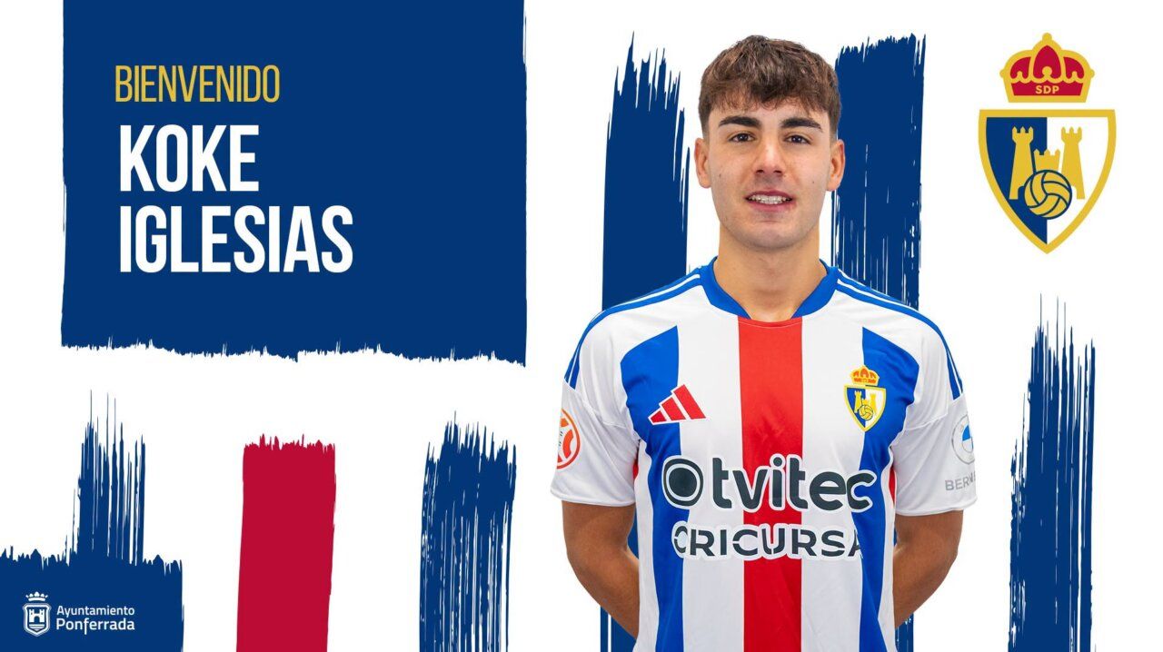 Koke Iglesias posando con la camiseta de la SD Ponferradina
