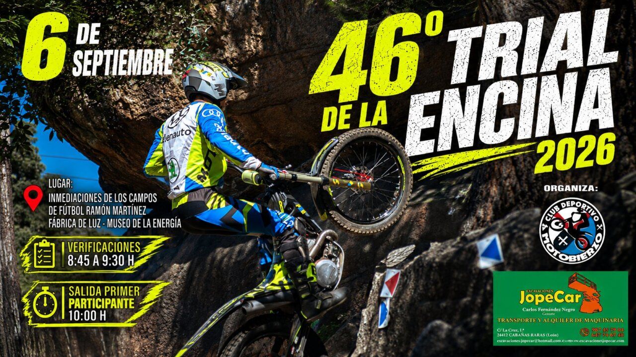 Piloto de trial en acción durante el 46º Trial de la Encina en Ponferrada
