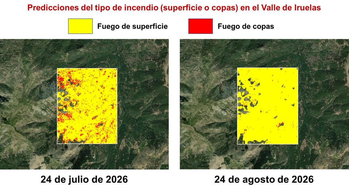 Mapa de predicciones de incendios en el Valle de Iruelas en 2026