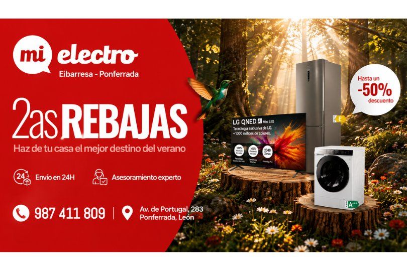 Publicidad de rebajas en electrodomésticos en Ponferrada