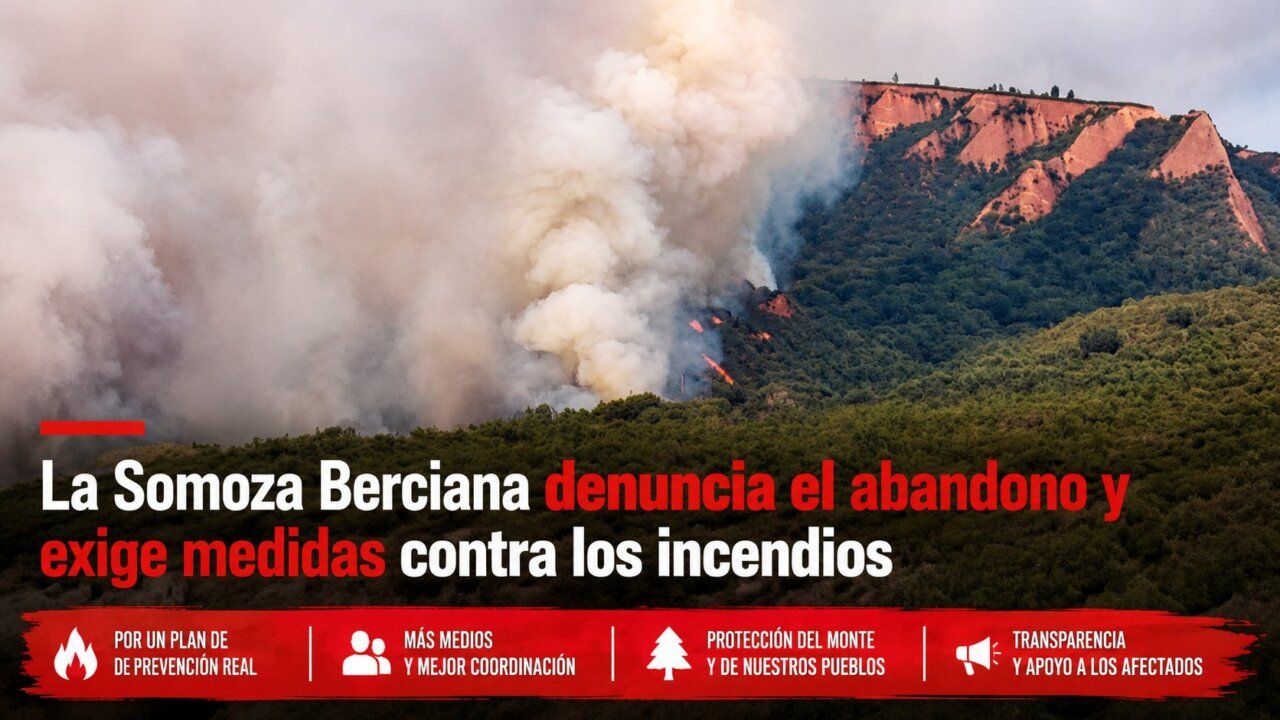 Imagen de un incendio forestal en la Somoza Berciana