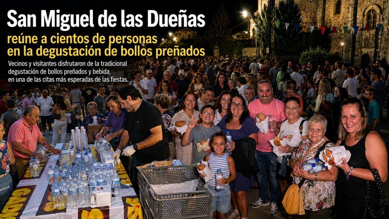 Cientos de personas en la degustación de bollos preñados en San Miguel de las Dueñas