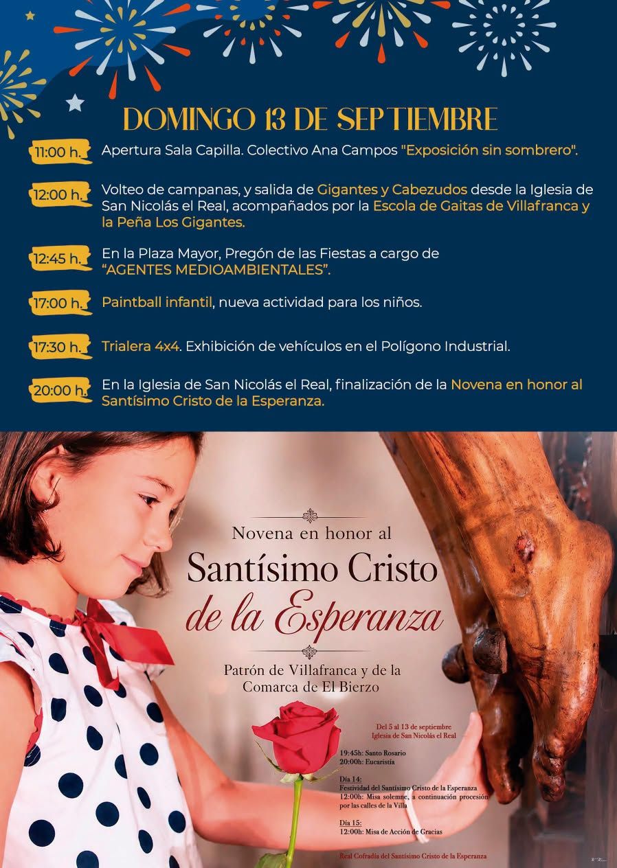 Cartel de las fiestas en honor al Santísimo Cristo de la Esperanza en Villafranca del Bierzo