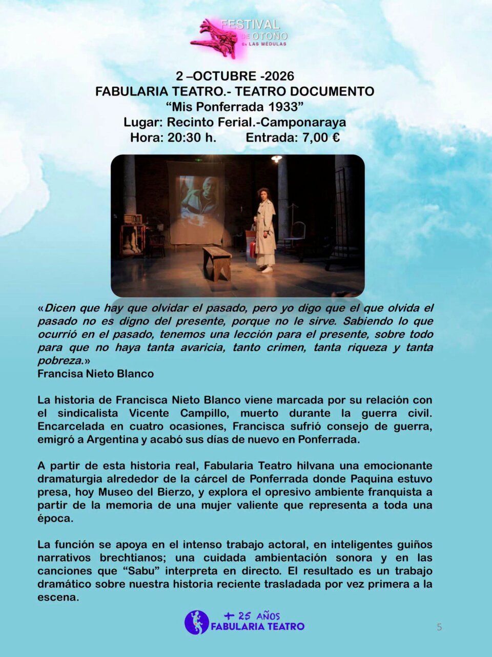 Representación teatral de Mis Ponferrada 1933 en Camponaraya