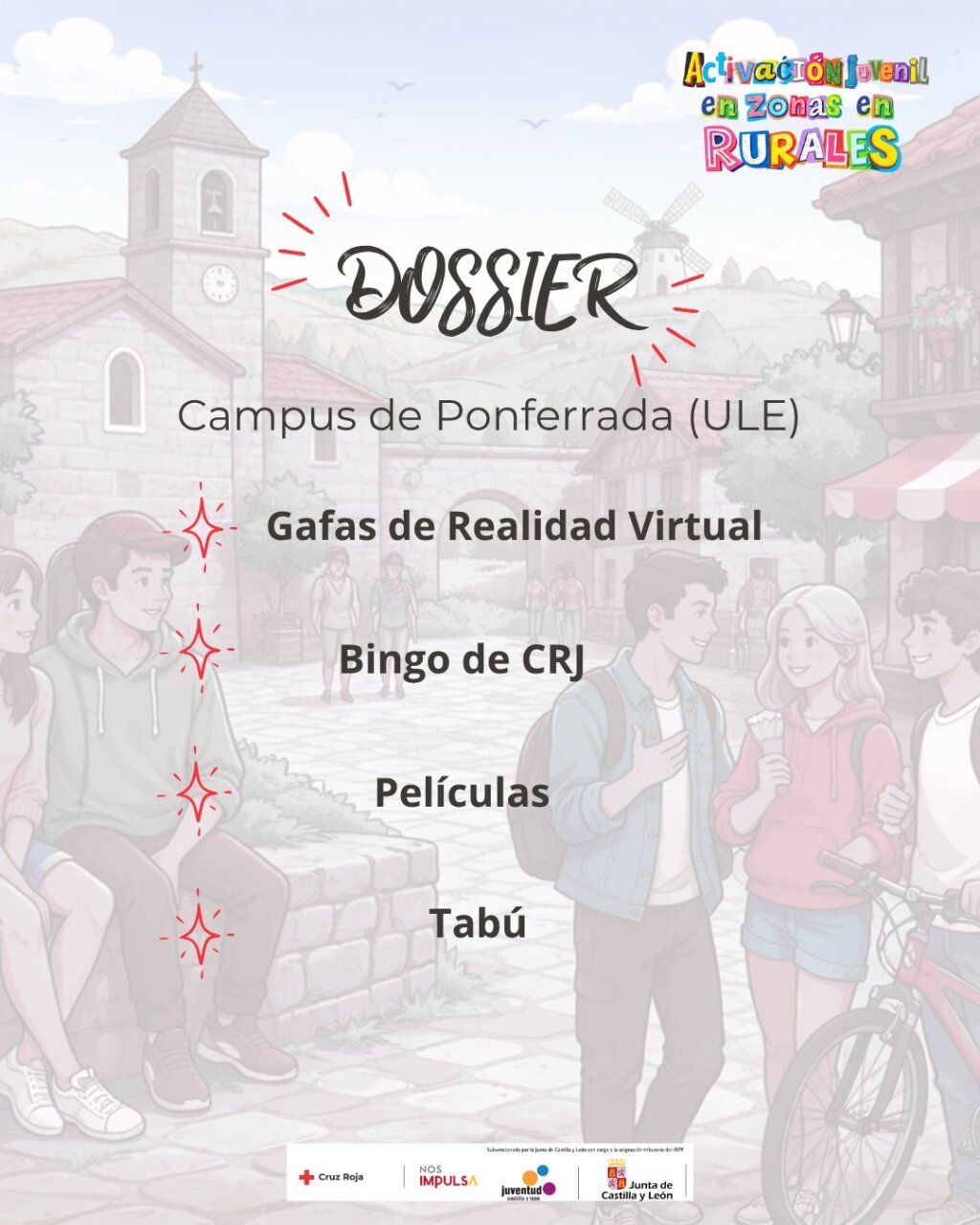 Cartel sobre actividades de voluntariado juvenil en Ponferrada