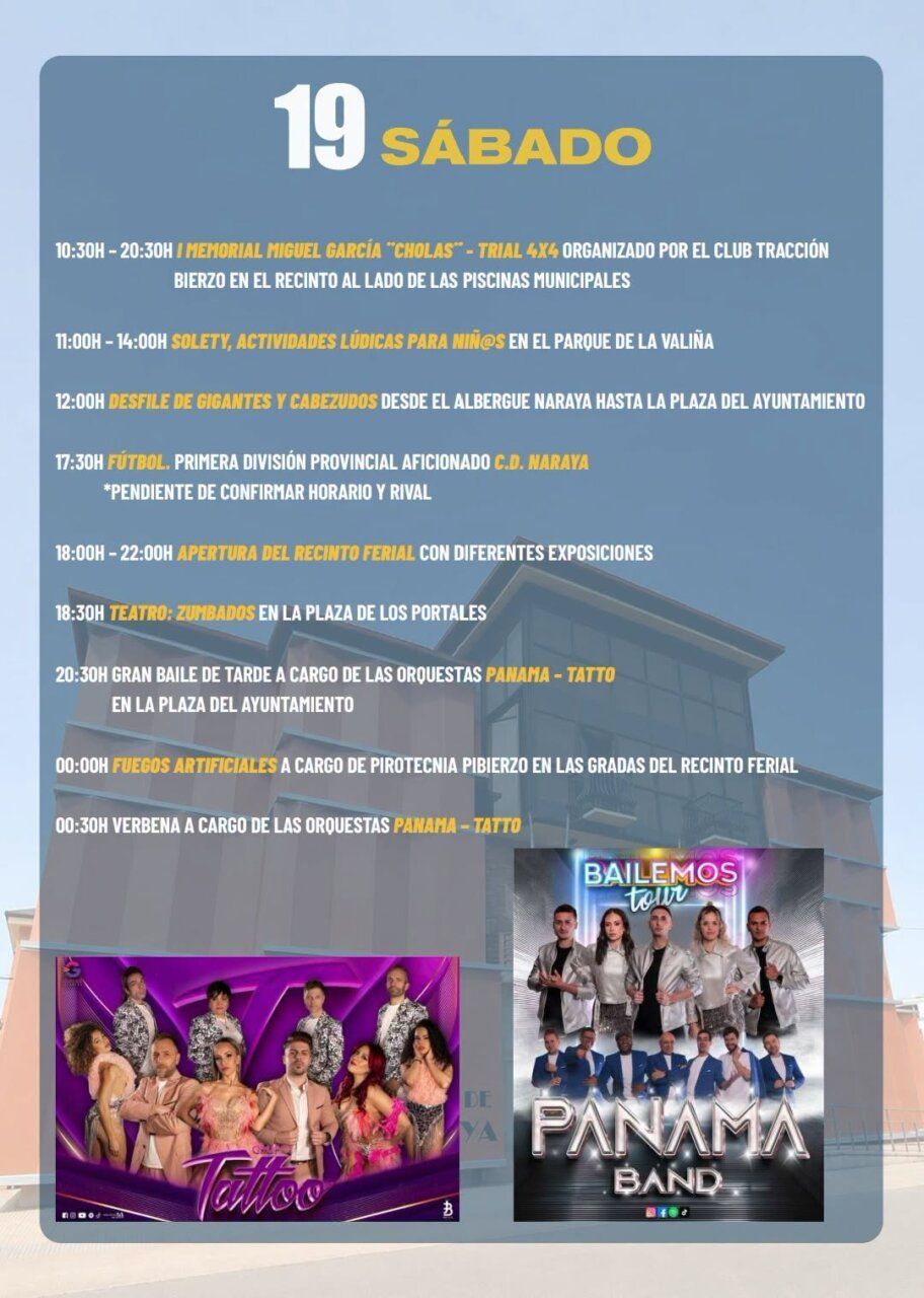 Programa de actividades para el sábado de las fiestas de La Soledad en Camponaraya