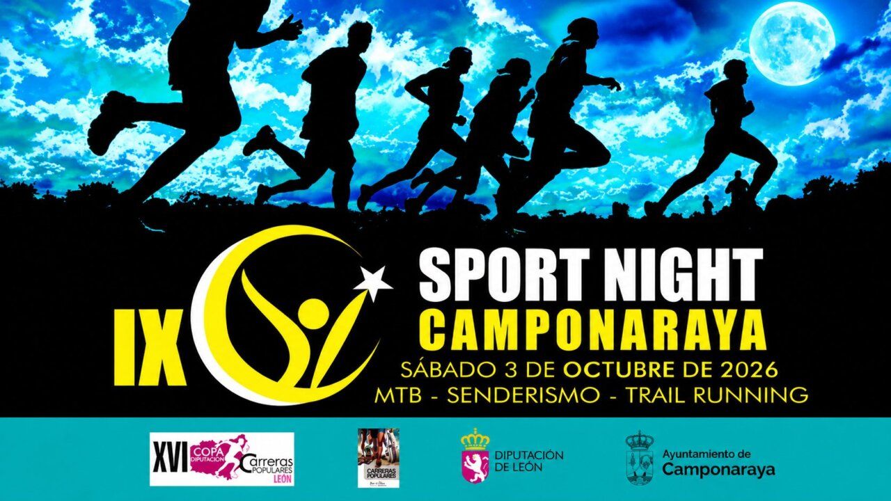Participantes corriendo en la IX Sport Night de Camponaraya bajo la luna