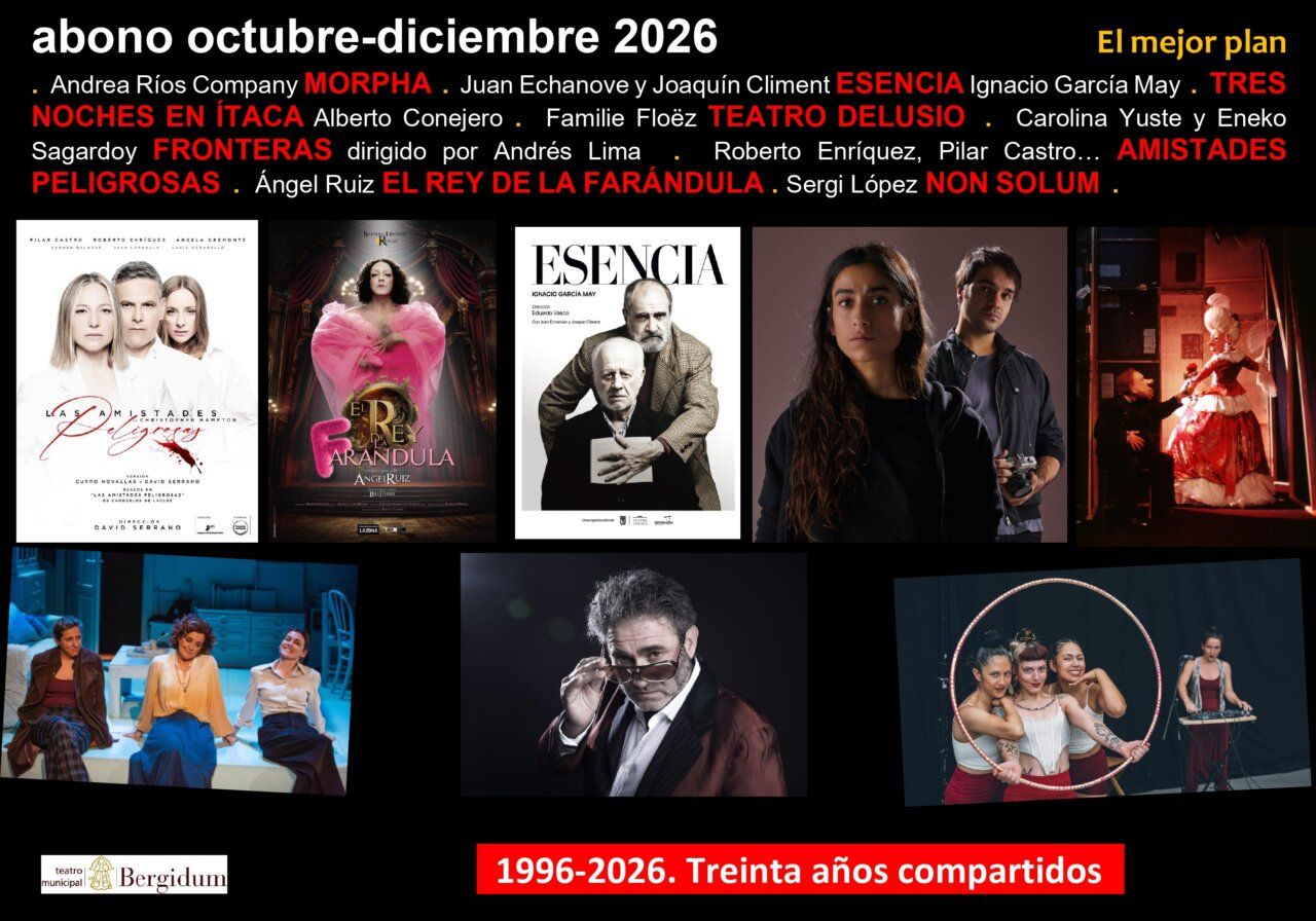 Cartel del abono de otoño 2026 con diversas obras de teatro y actuaciones