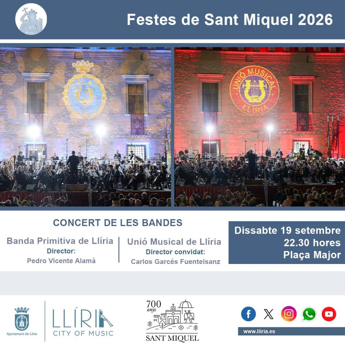 Cartel del Festival de Bandas en Llíria con información del evento