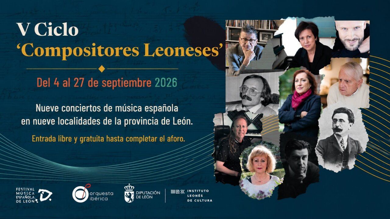 Cartel del V Ciclo Compositores Leoneses con imágenes de compositores