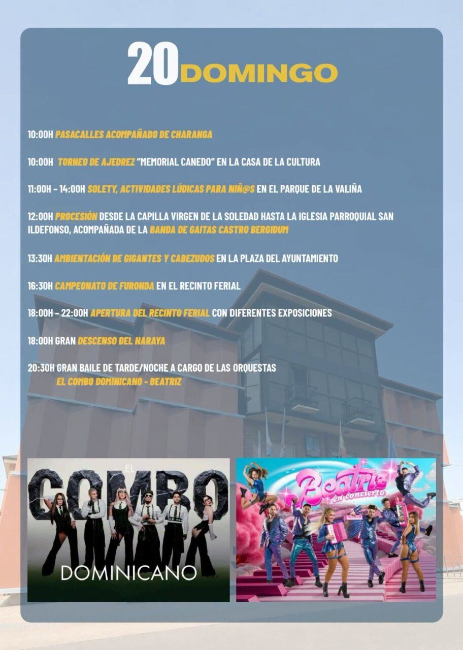 Programa de actividades del domingo en las fiestas de La Soledad 2026