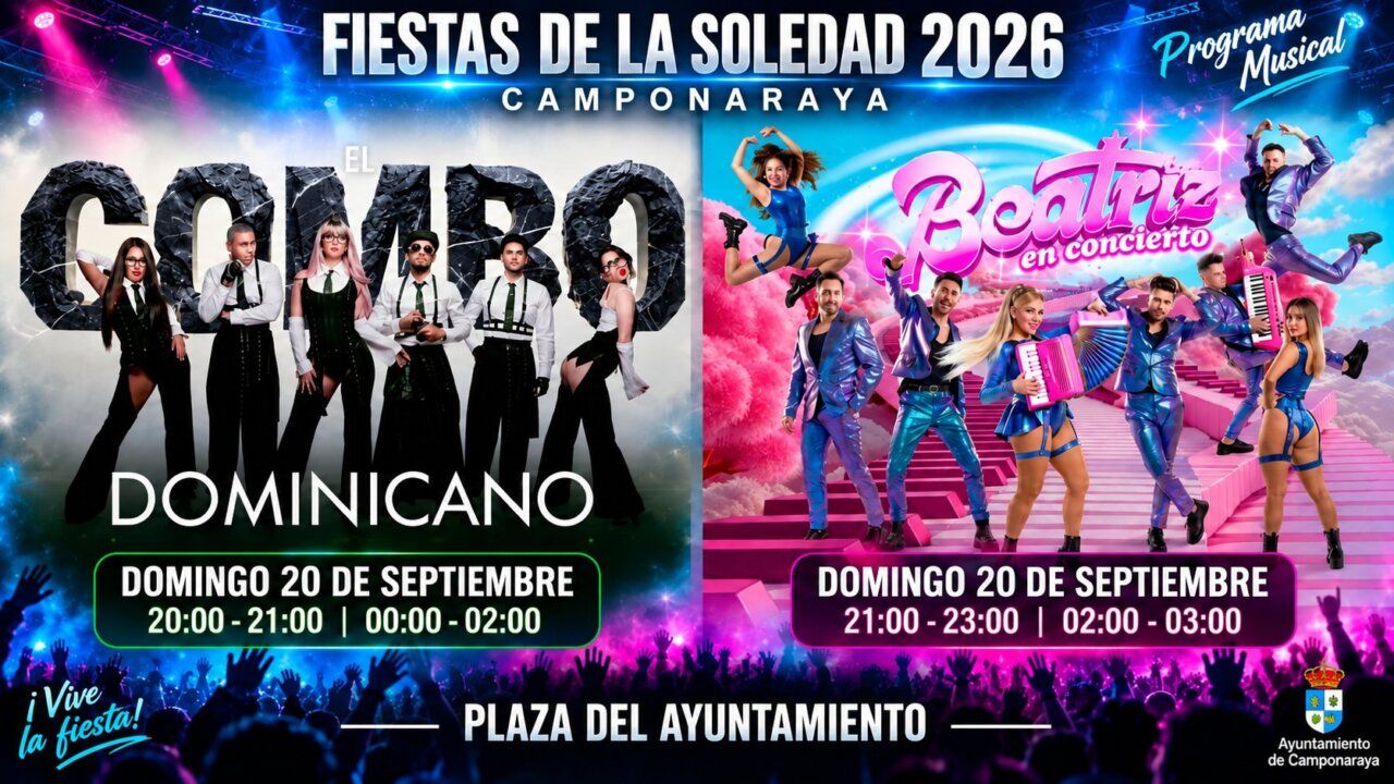 Cartel del programa musical de las Fiestas de la Soledad 2026 en Camponaraya