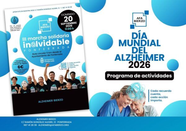 Cartel de la III Marcha Solidaria Inolvidable en Ponferrada para el Día Mundial del Alzheimer.