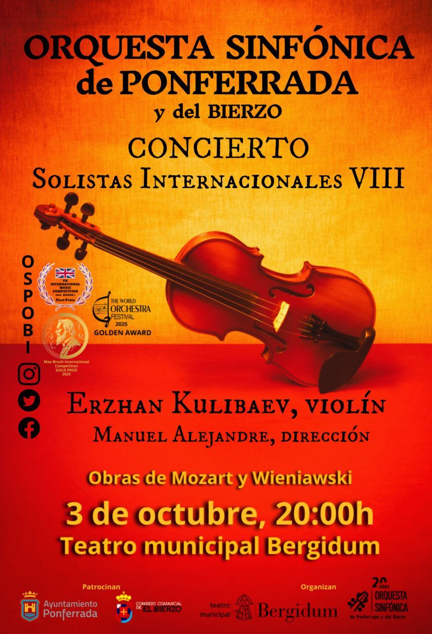 Cartel del concierto de la Orquesta Sinfónica de Ponferrada con Erzhan Kulibaev