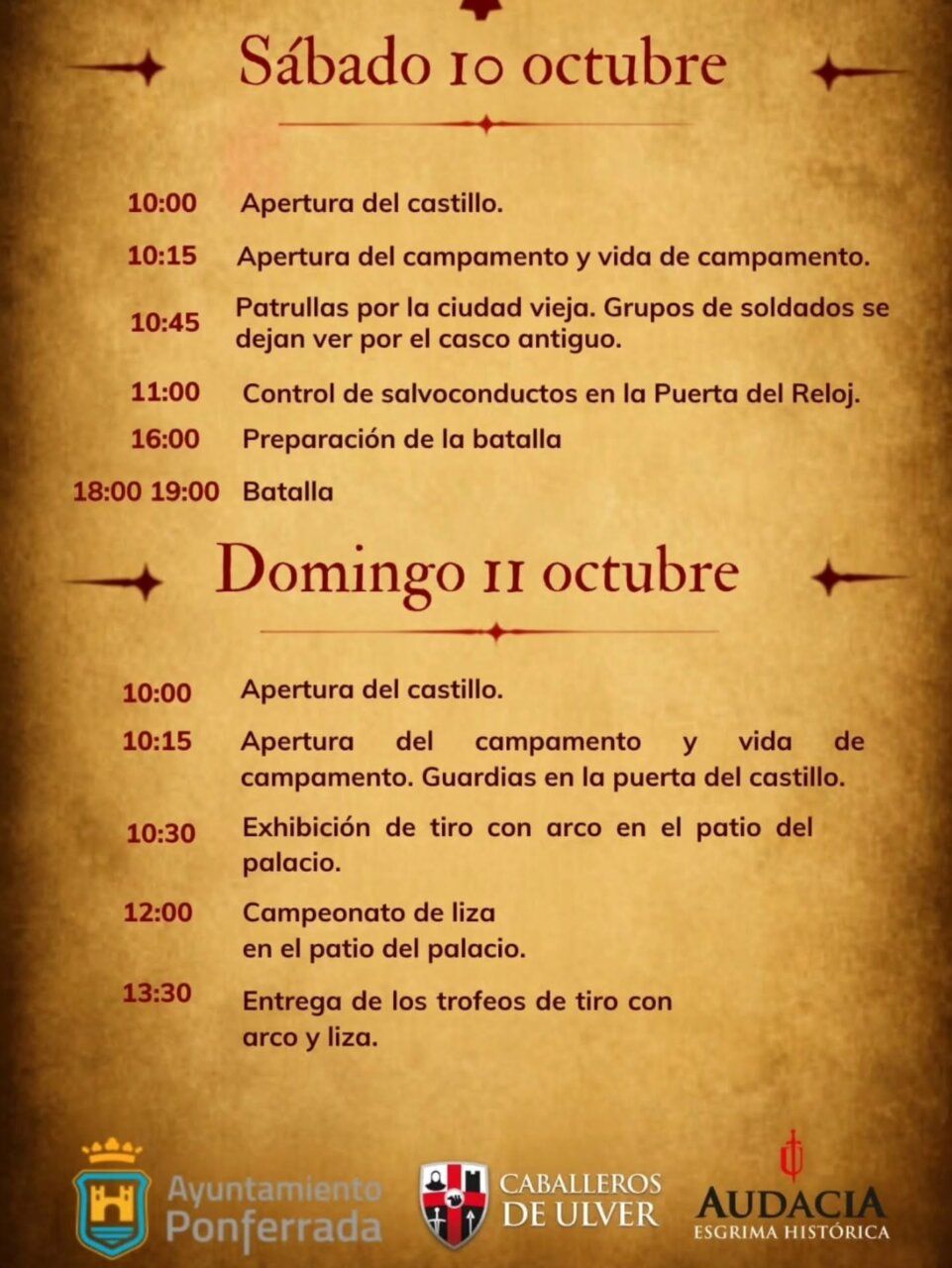 Cartel de la recreación histórica de los Irmandiños en Ponferrada