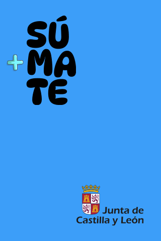 Banner azul con el texto Súmate y el escudo de Castilla y León