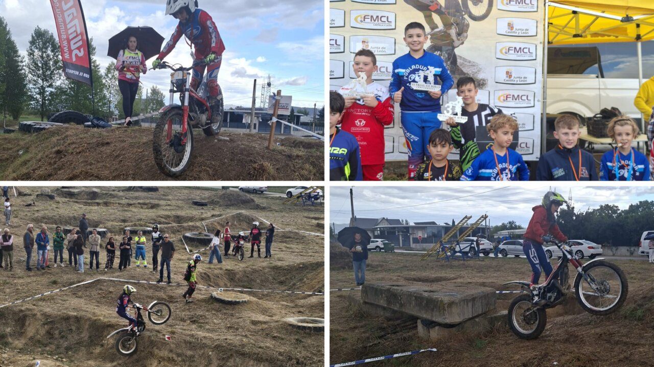 Competencia de motociclismo infantil en Camponaraya con participantes y premios