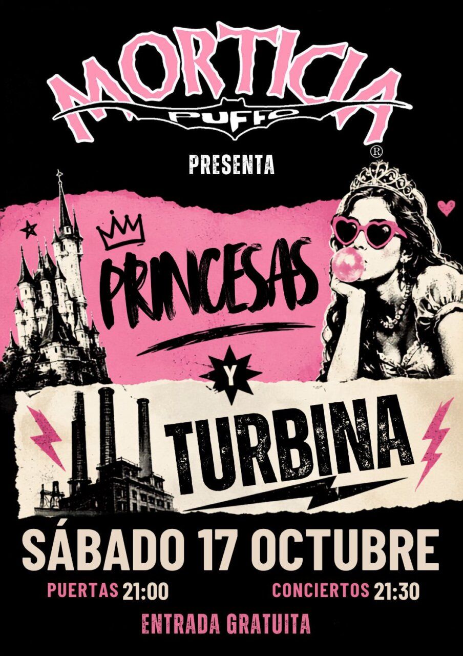Cartel del concierto de Turbina y Princesas en Pub Morticia