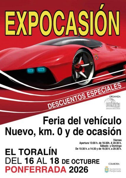 Cartel de la exposición de vehículos en Ponferrada, octubre 2026.