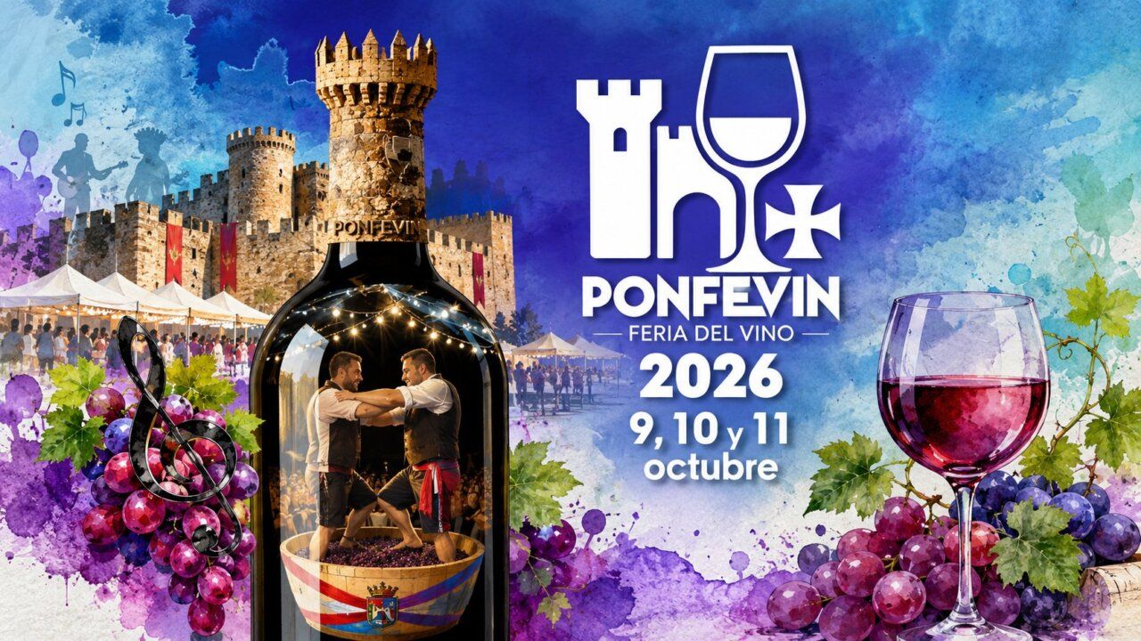 Cartel de la Feria del Vino Ponfevin 2026 con actividades y fechas