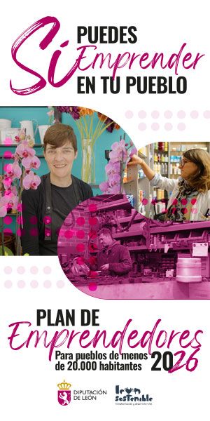 Cartel gráfico del Plan de Emprendedores 2026 para pueblos de menos de 20.000 habitantes.