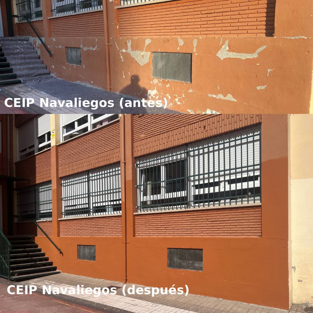 Comparativa del estado del CEIP Navaliegos antes y después de la reforma