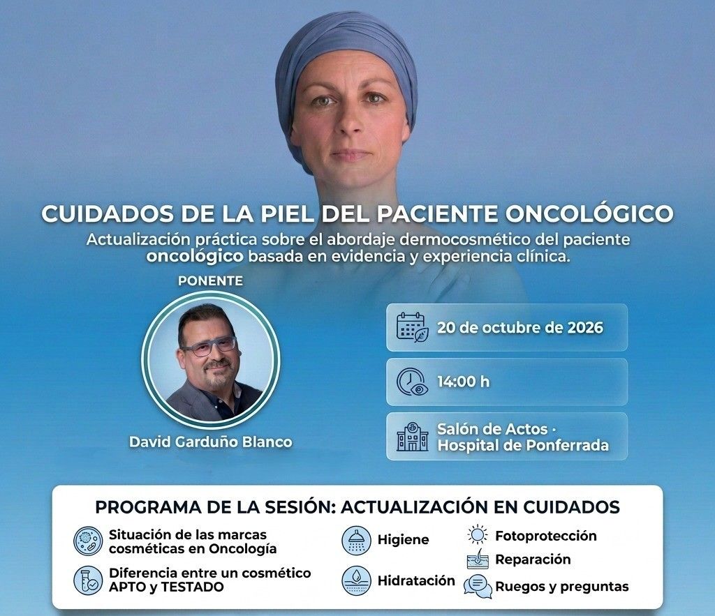 Cartel informativo sobre cuidados de la piel en pacientes oncológicos
