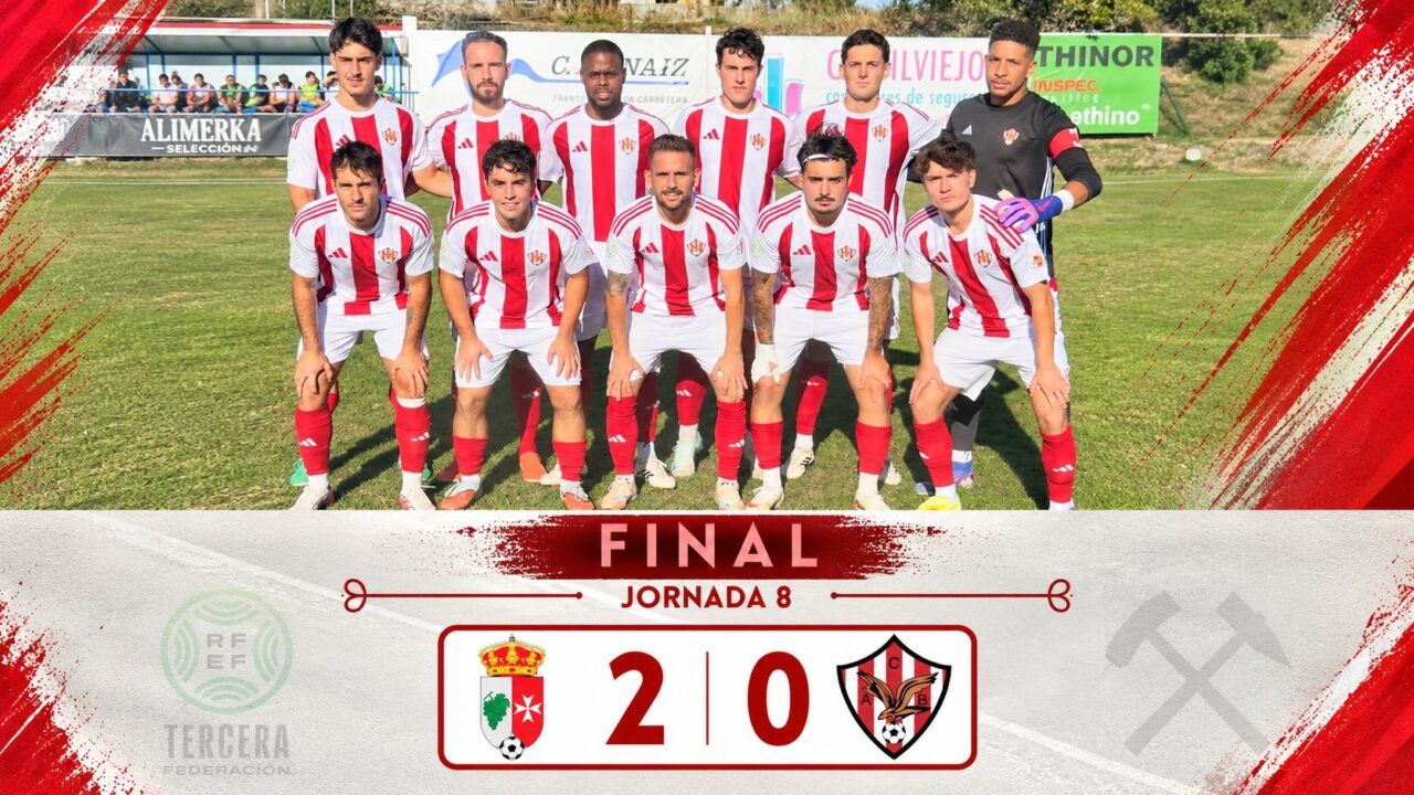 Composición gráfica con un equipo de fútbol y el marcador final de 2-0.